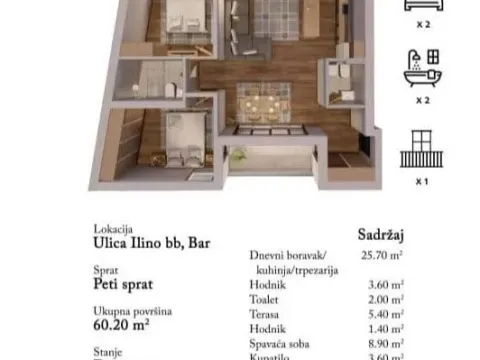 Prodaja, stan, 60m², Bar, Crna Gora - image 2