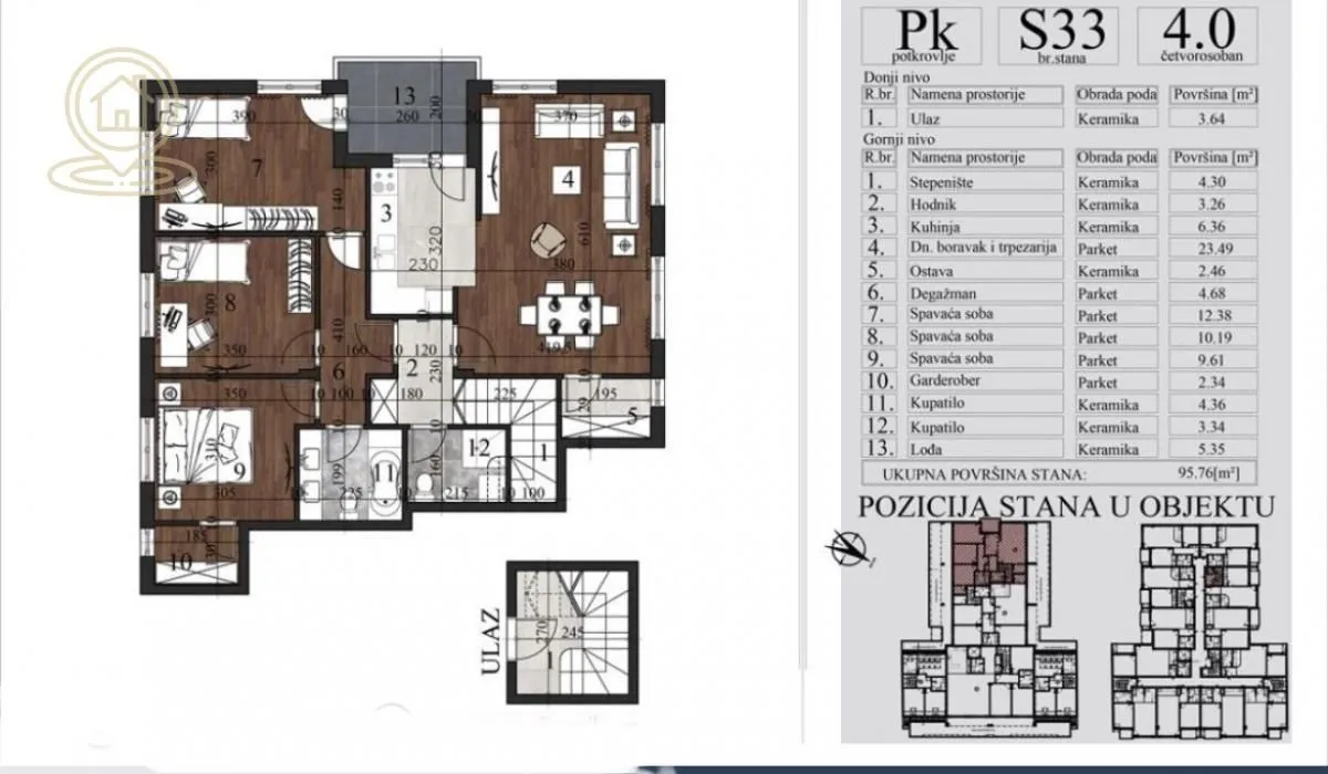 Sale, four bedroom apartment, 95m², Grbavica, Novi Sad Sve Podlokacije