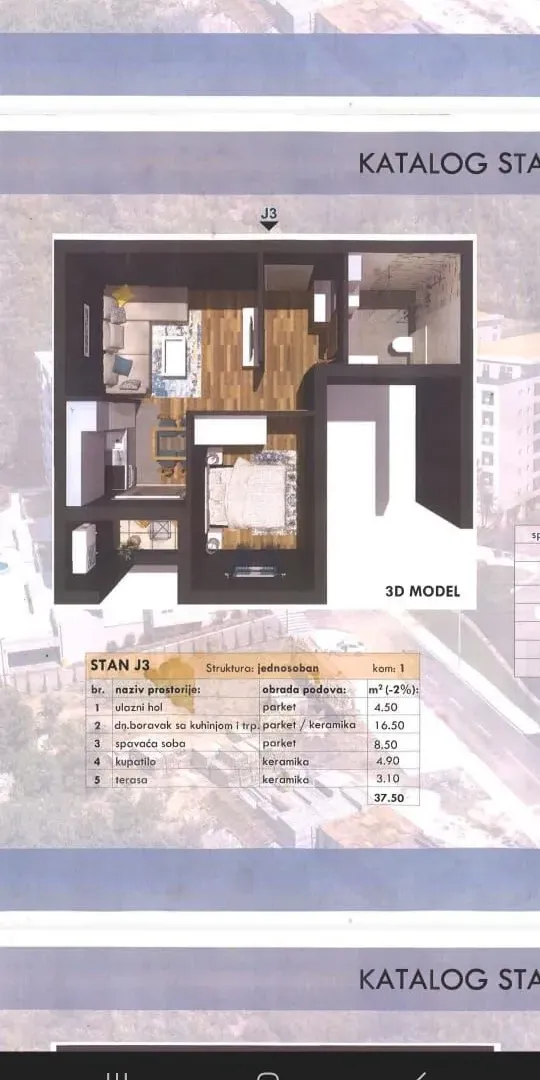 Sale, one bedroom apartment, 37m², Bečići, Budva