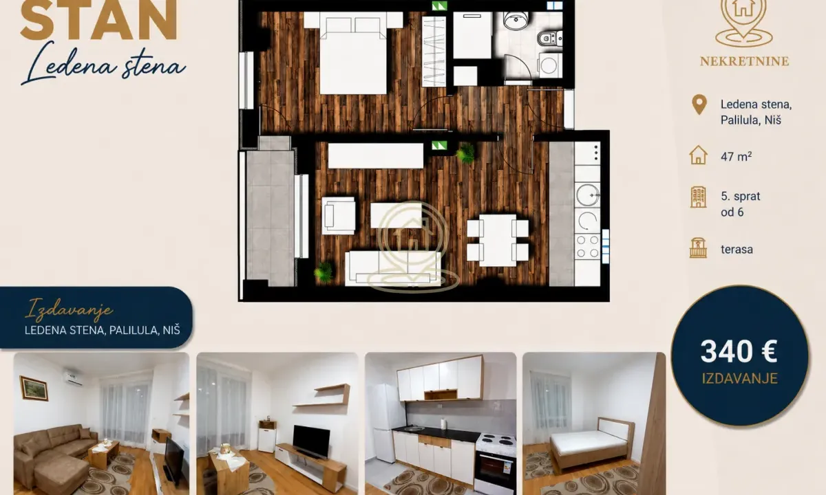 Rent, one bedroom apartment, 47m², Palilula, Niš