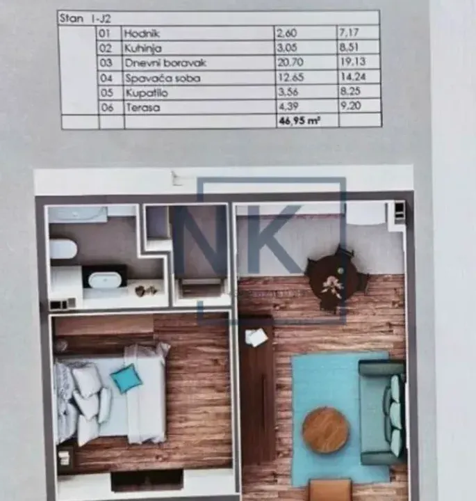 Prodaja, jednosoban stan, 47m², Zabjelo, Podgorica