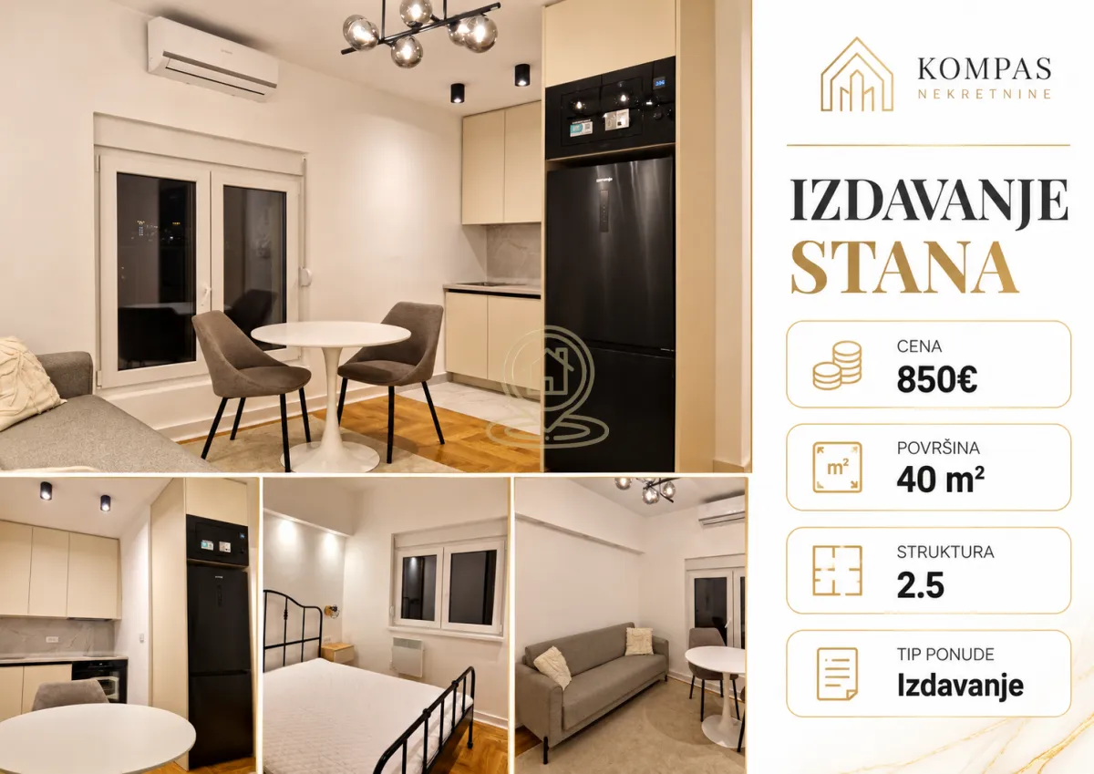 Izdavanje, dvosoban stan, 40m², Stari Grad, Beograd