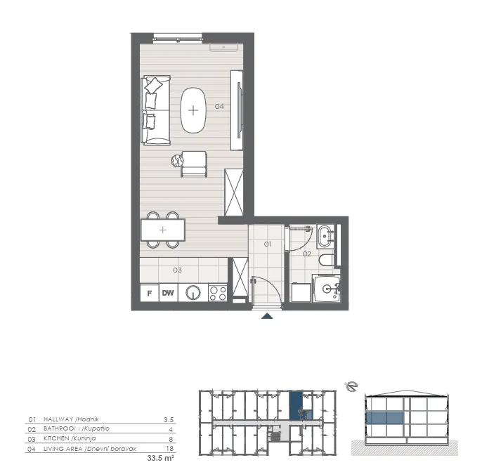 Prodaja, garsonjera, 34m², Radanovići, Kotor