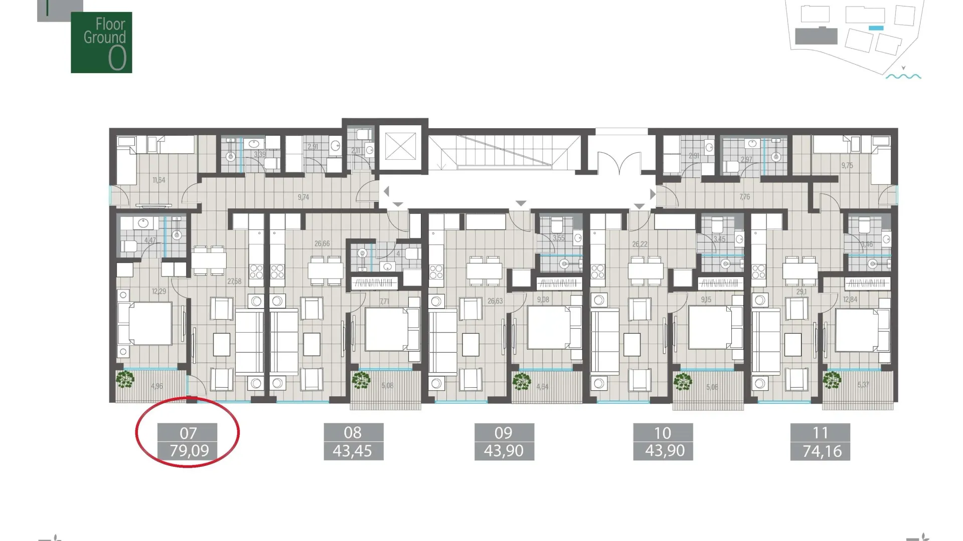 Sale, two bedroom apartment, 79m², Centar, Tivat