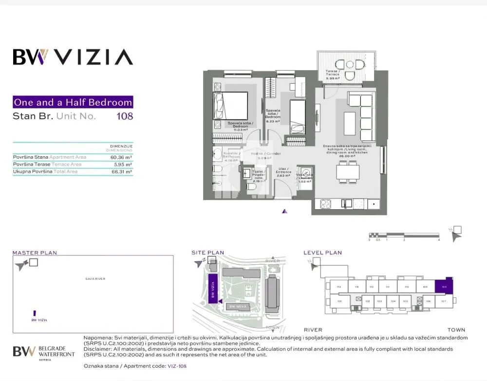 Sale, three bedroom apartment, 66m², Savski Venac, Beograd