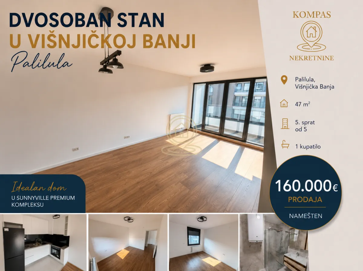 Sale, two bedroom apartment, 47m², Višnjička Banja, Palilula Sve Podlokacije
