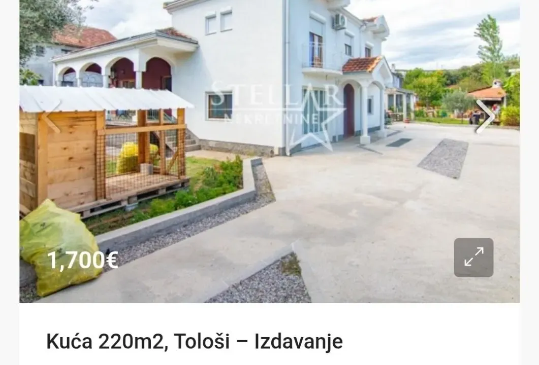 Izdavanje, kuća, 220m², Tološi, Podgorica