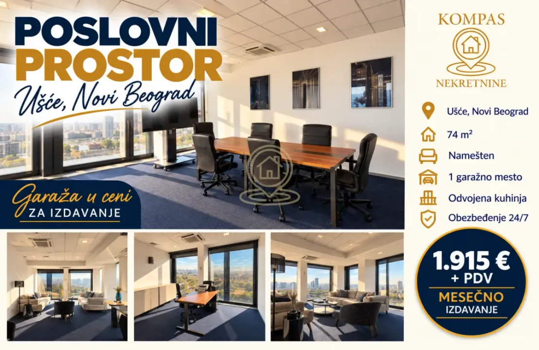 Izdavanje, poslovni prostor, 74m², Novi Beograd Sve Podlokacije, Beograd