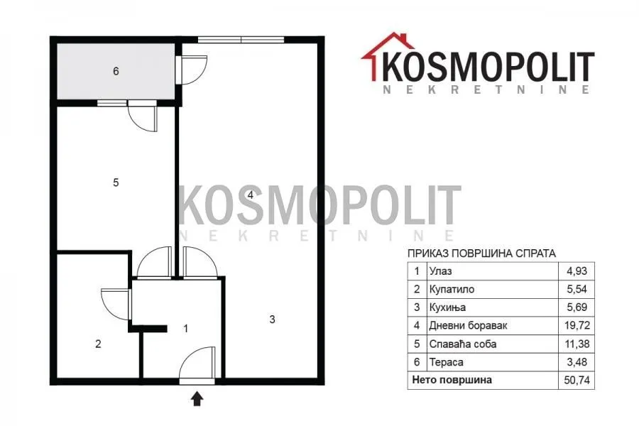 Prodaja, dvosoban stan, 51m², Centar, Pančevo