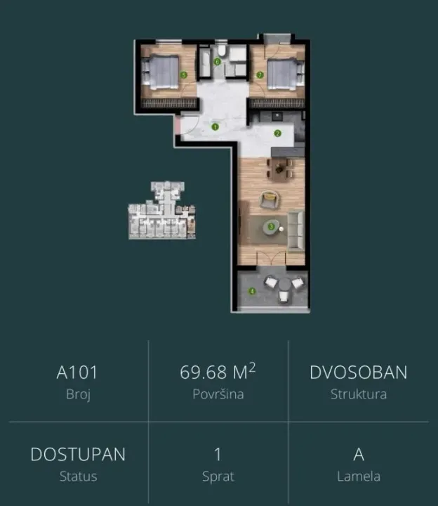 Sale, two bedroom apartment, 70m², Bijelo Polje, Crna Gora