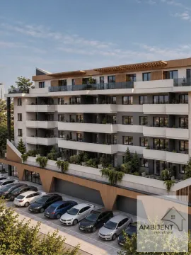 Pogled na spoljašnjost moderne stambene zgrade sa terasama i parkingom u prizemlju. - image 4