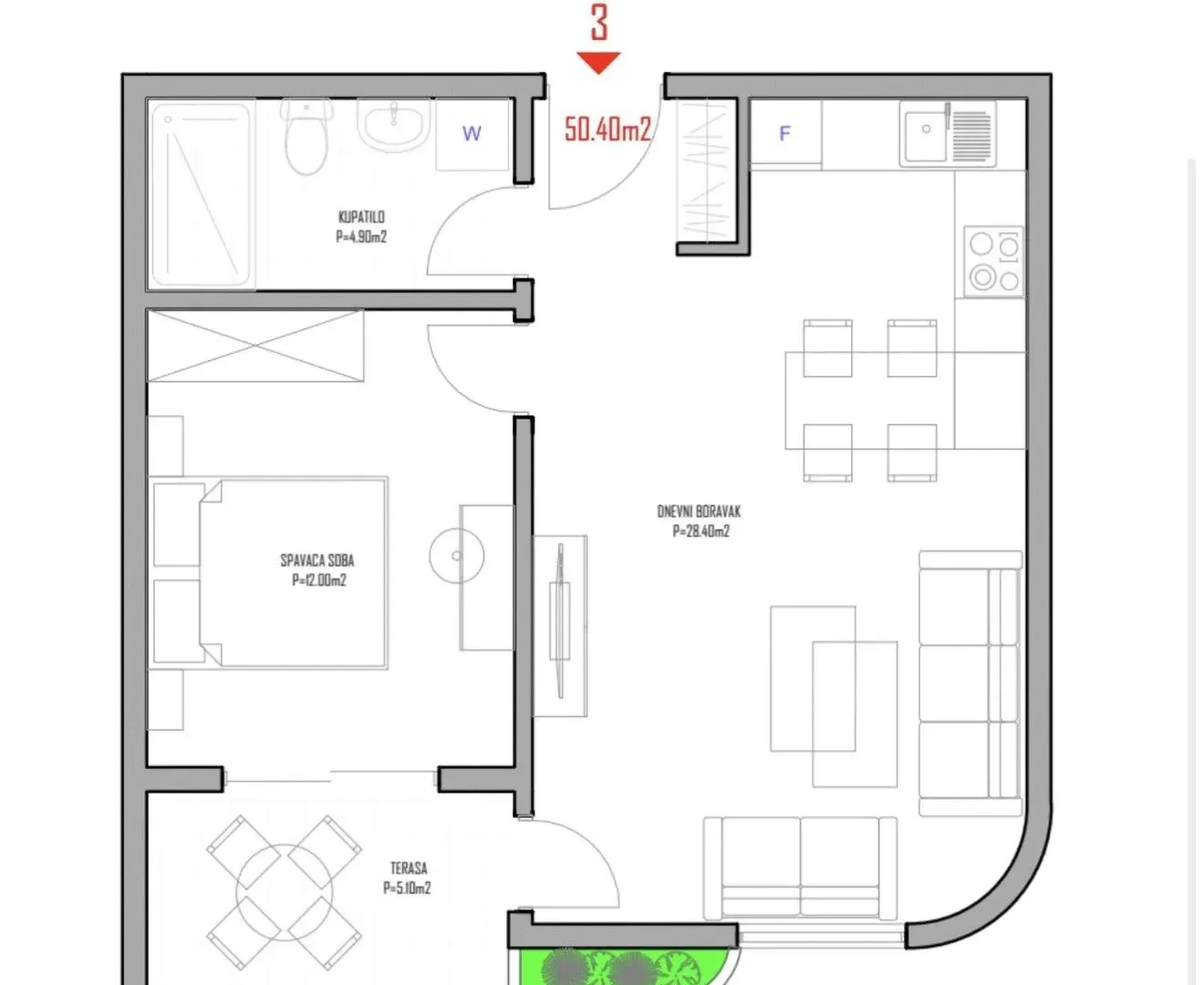 Sale, one bedroom apartment, 50m², Pinješ, Ulcinj