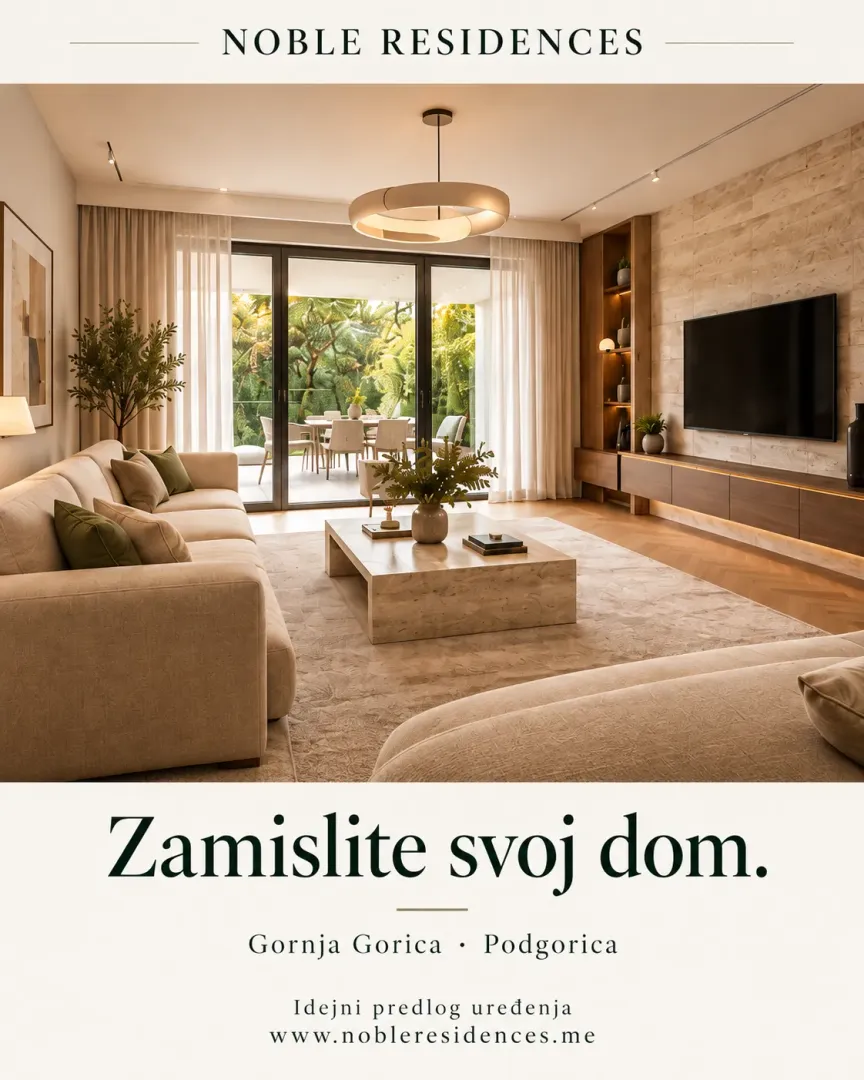 Modern and spacious living room with sofa, TV and view of the terrace.