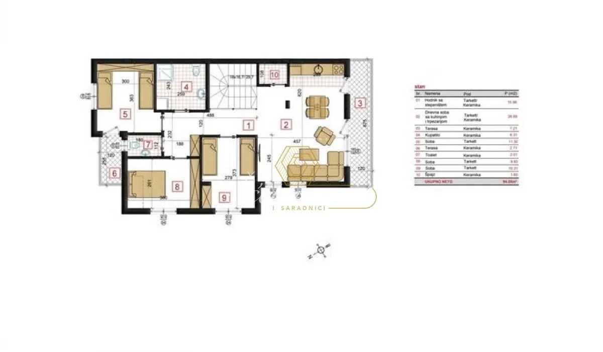 Sale, four bedroom apartment, 94m², Petrovaradin, Novi Sad