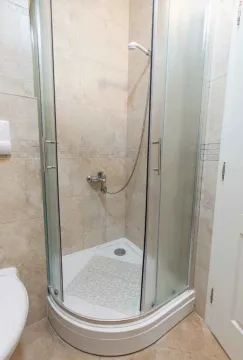 Kompaktna tuš kabina u popločanom kupatilu. - image 19