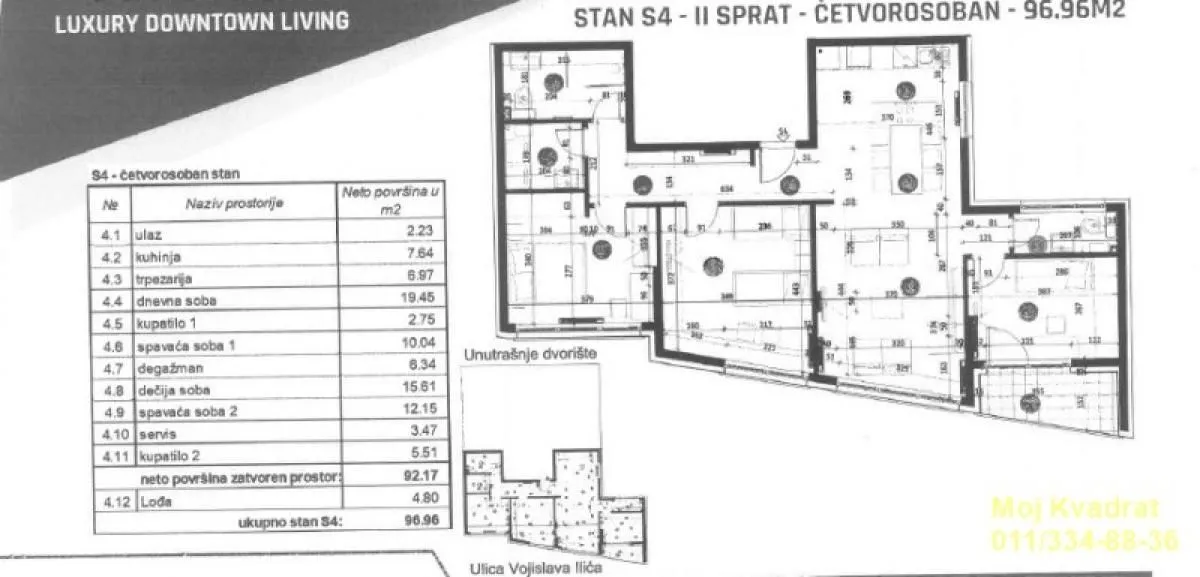 Sale, four bedroom apartment, 97m², Crveni Krst, Beograd