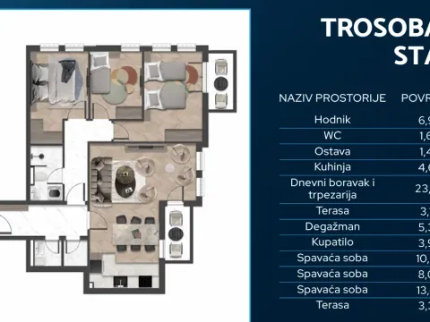 Prodaja, trosoban stan, 86m², Čeluga, Bar - image 14