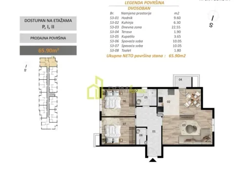 Prodaja, dvosoban stan, 66m², Zabjelo, Podgorica - image 2