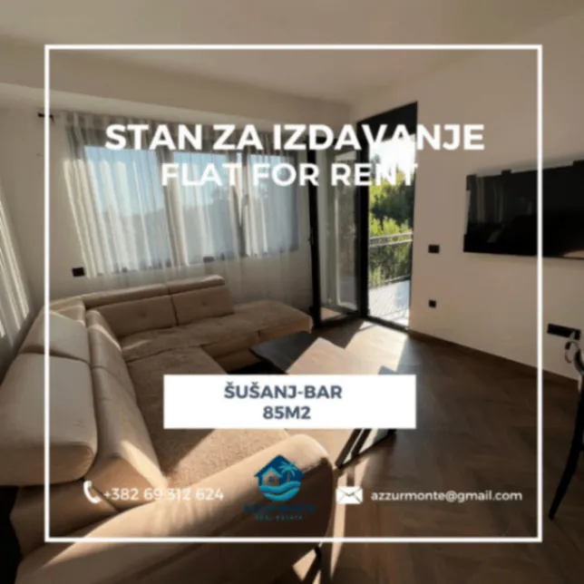 Izdavanje, dvosoban stan, 85m², Šušanj, Bar