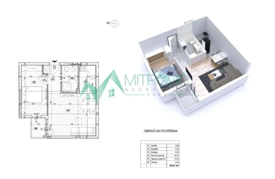 Prodaja, stan, 44m², Salajka, Novi Sad Sve Podlokacije