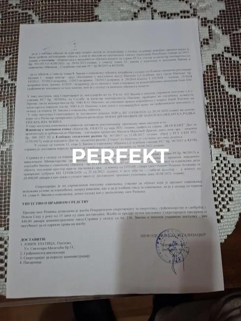 Prikaz dokumentacije vezane za nekretninu.