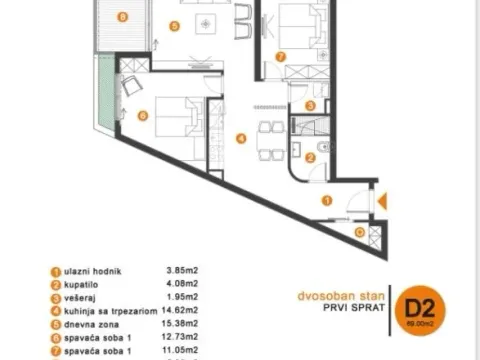 Sale, two bedroom apartment, 69m², Ilino, Bar - image 3