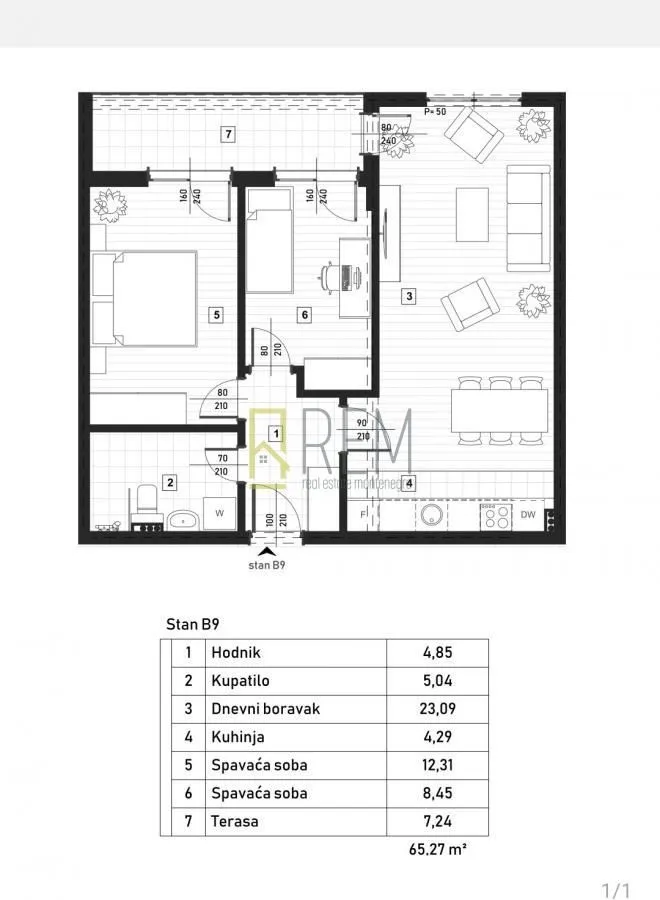 Prodaja, dvosoban stan, 61m², Zagorič, Podgorica
