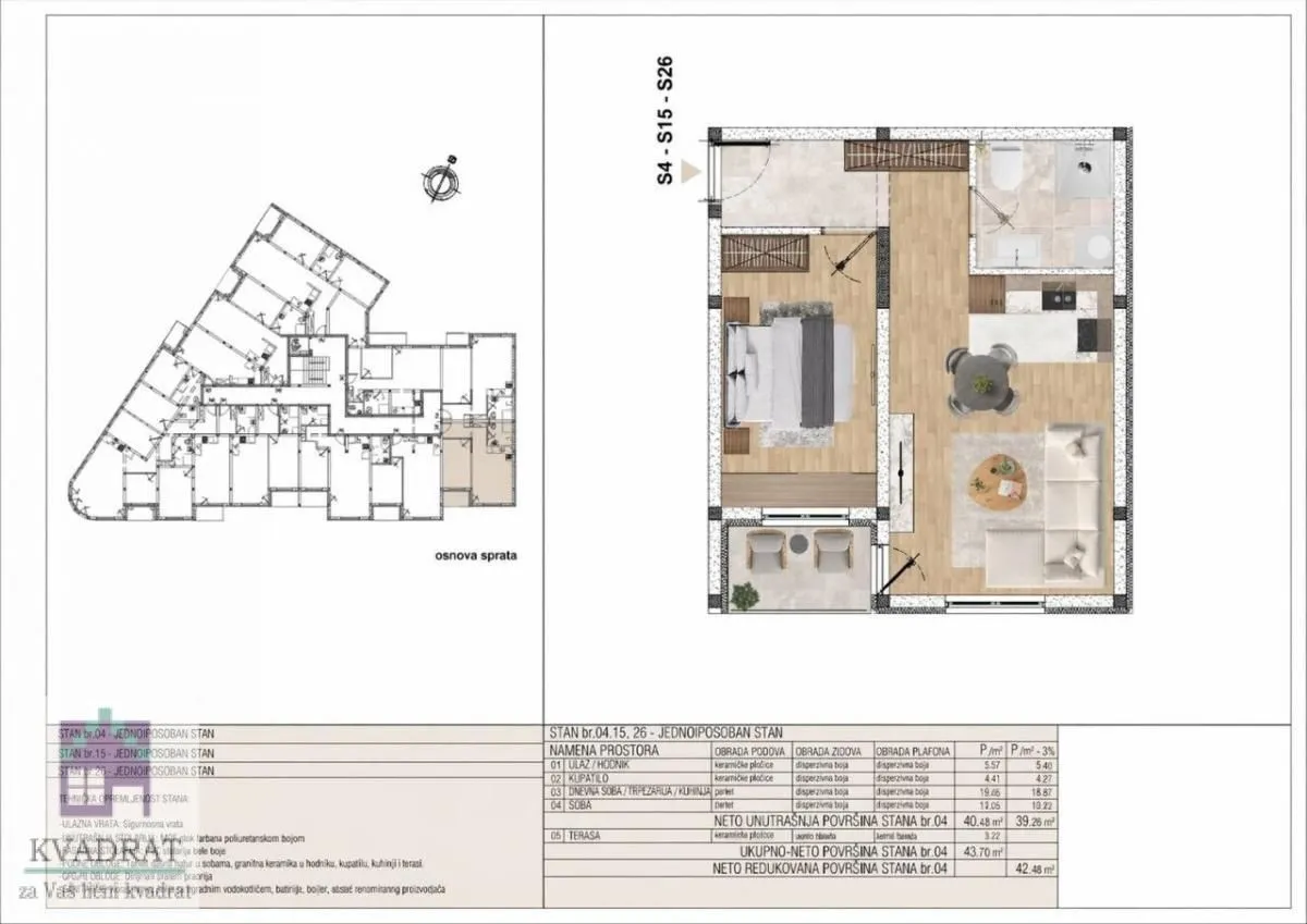 Sale, one bedroom apartment, 42m², Obrenovac, Beograd