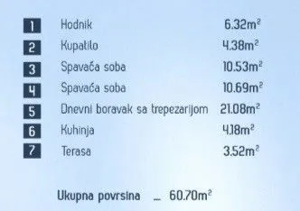 Prodaja, dvosoban stan, 61m², Zabjelo, Podgorica - image 2