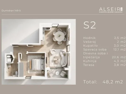 Prodaja, jednosoban stan, 48m², Dumidran, Tivat - image 7