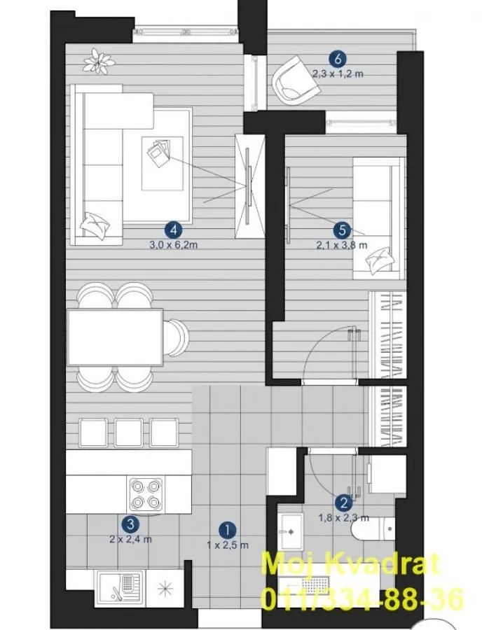Prodaja, dvosoban stan, 43m², Autokomanda, Voždovac Sve Podlokacije
