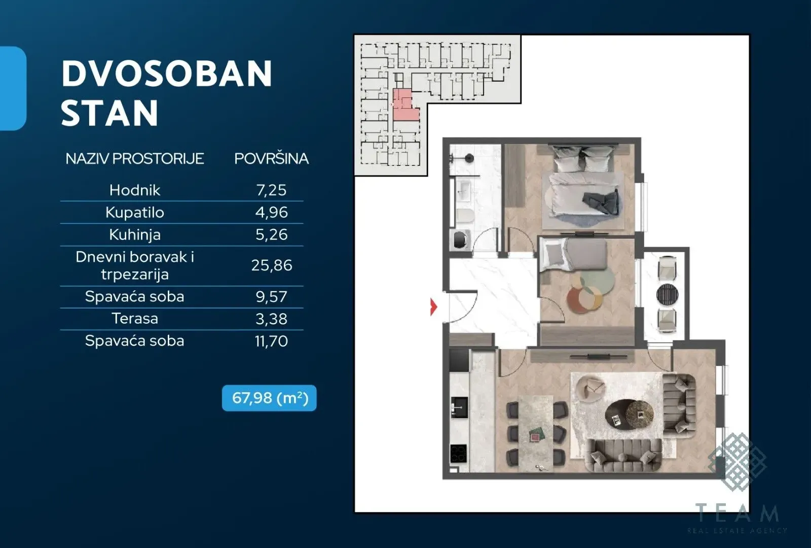 Sale, two bedroom apartment, 68m², Čeluga, Bar