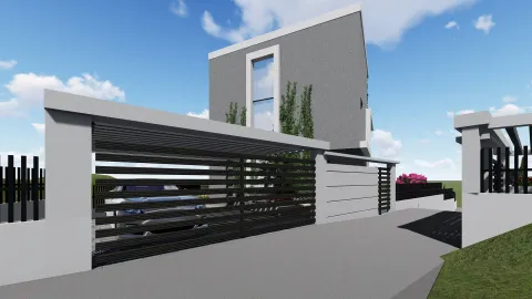 Moderna 3D vizuelizacija eksterijera kuće sa kapijom. - image 13