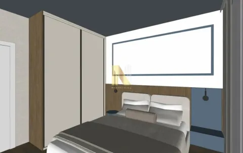 3D prikaz namještene spavaće sobe sa krevetom i garderoberom. - image 7
