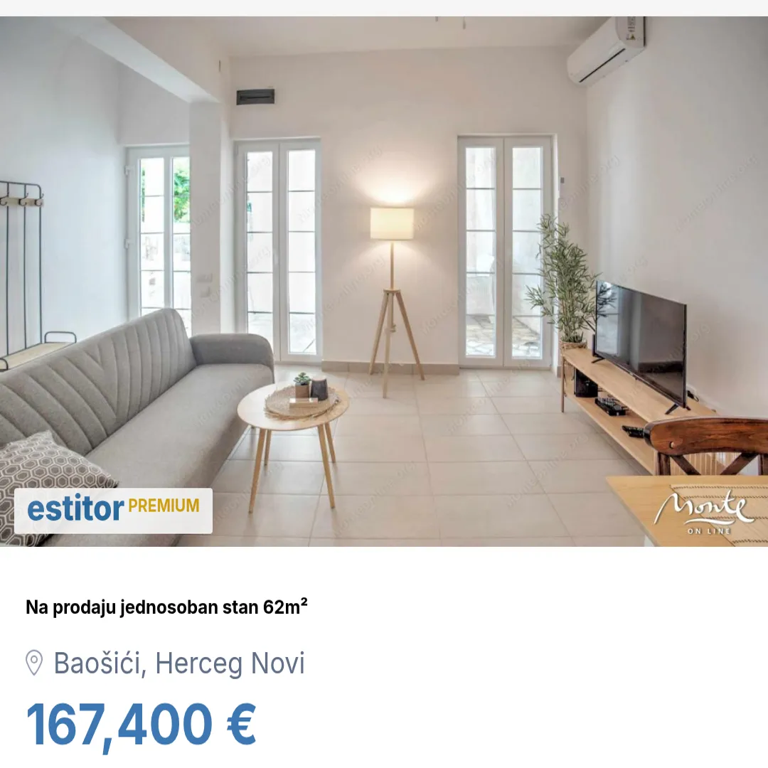 Sale, one bedroom apartment, 62m², Baošići, Herceg Novi