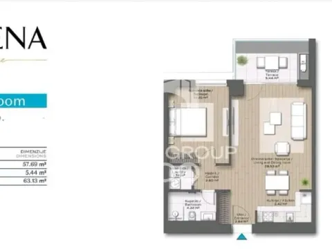 Sale, two bedroom apartment, 63m², Savski Venac, Beograd - image 3