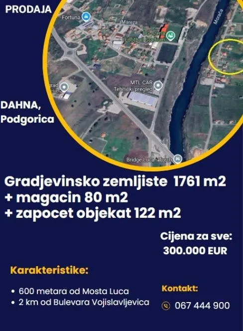 Sale, land lot, 1761m², Dahna, Podgorica