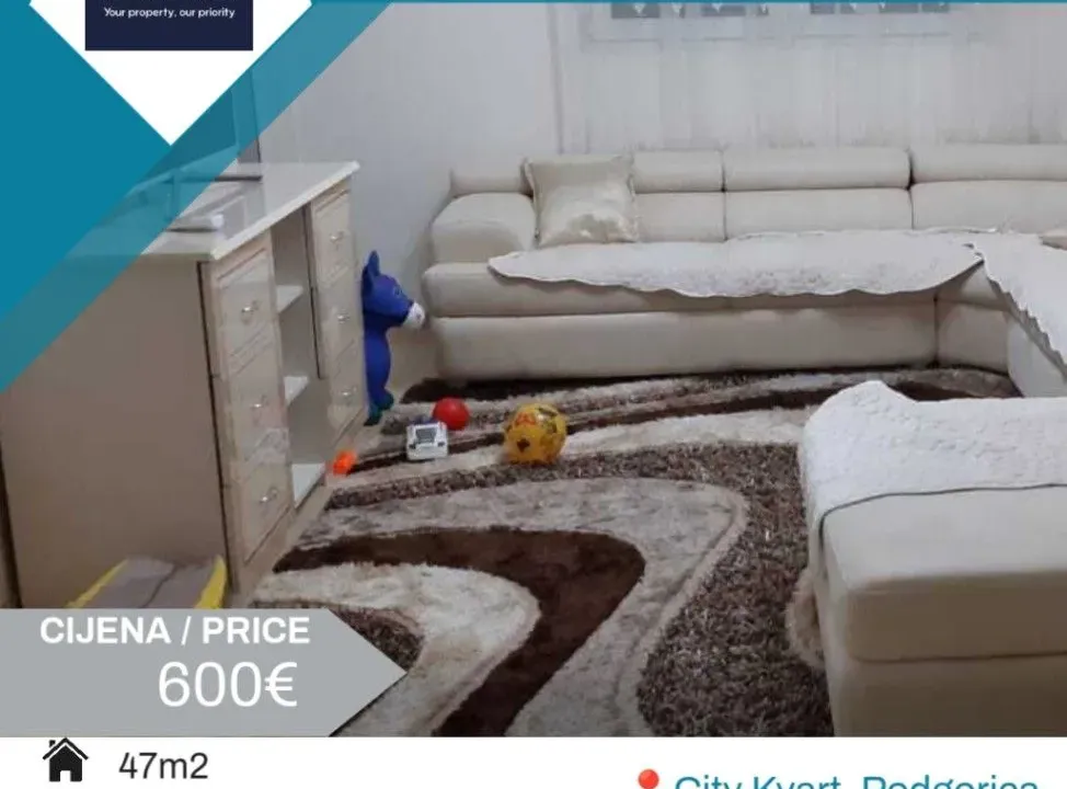 Izdavanje, jednosoban stan, 47m², City Kvart, Podgorica