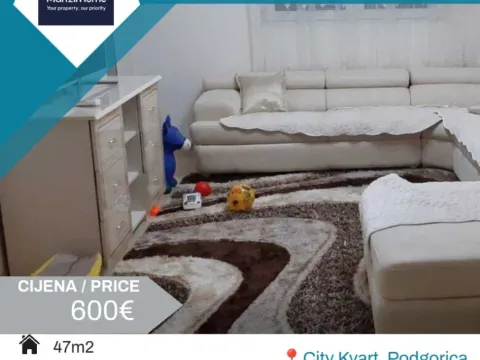 Izdavanje, jednosoban stan, 47m², City Kvart, Podgorica