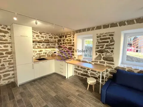 Kuhinja u kombinaciji modernih elemenata i rustičnih kamenih zidova. - image 2