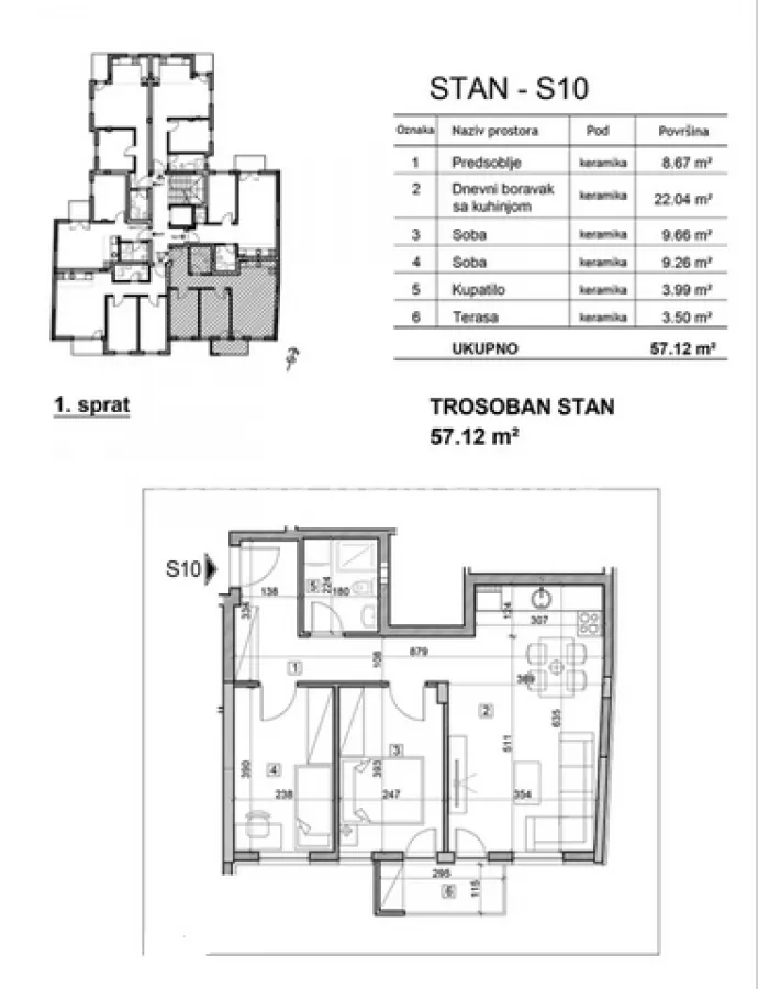 Prodaja, trosoban stan, 58m², Salajka, Novi Sad Sve Podlokacije