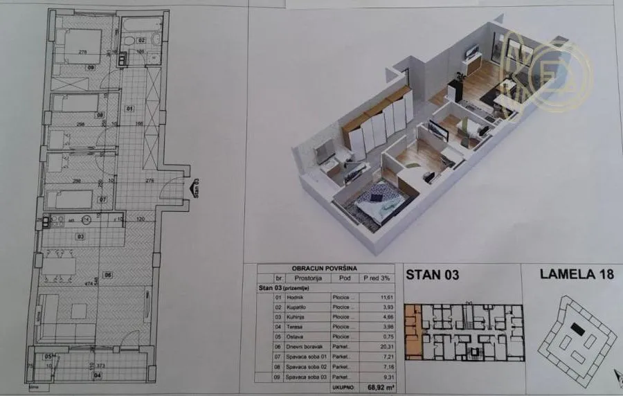 Sale, four bedroom apartment, 69m², Avijatičarsko naselje, Novi Sad Sve Podlokacije