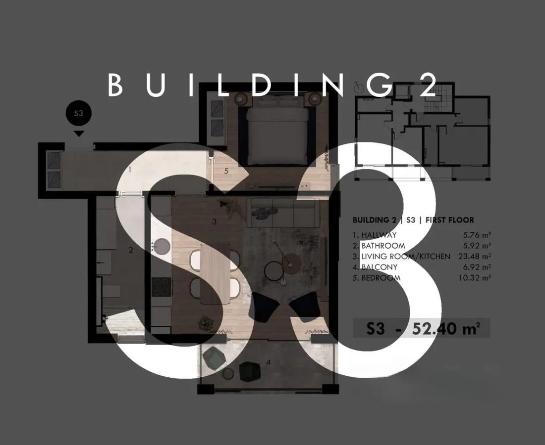 Prodaja, jednosoban stan, 52m², Donja Lastva, Tivat