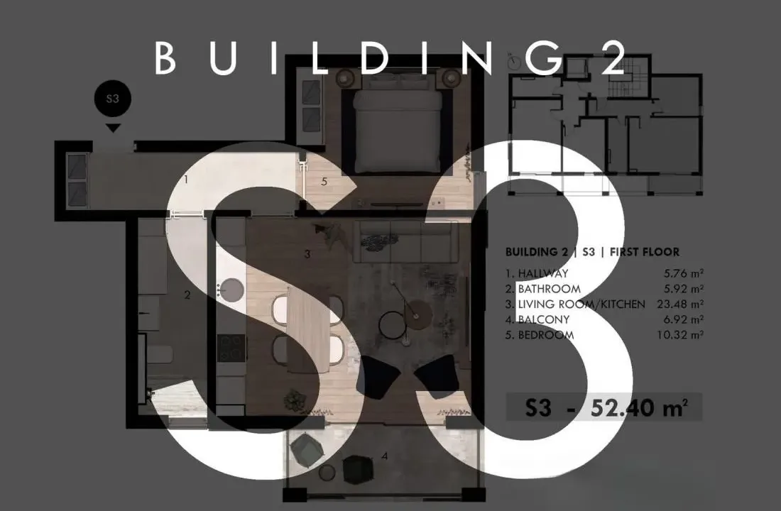 Prodaja, jednosoban stan, 52m², Donja Lastva, Tivat