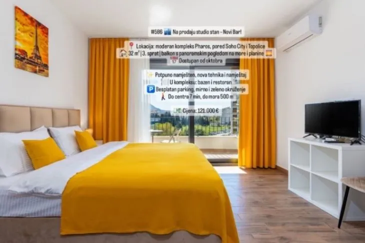 Sale, studio apartment, 32m², Topolica, Bar