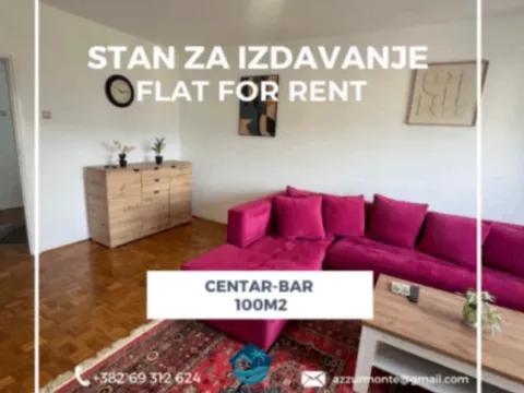 Izdavanje, trosoban stan, 100m², Centar, Bar