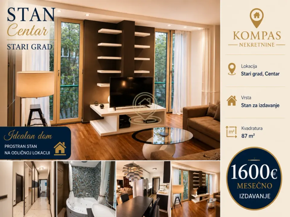 Rent, four bedroom apartment, 87m², Stari Grad, Beograd