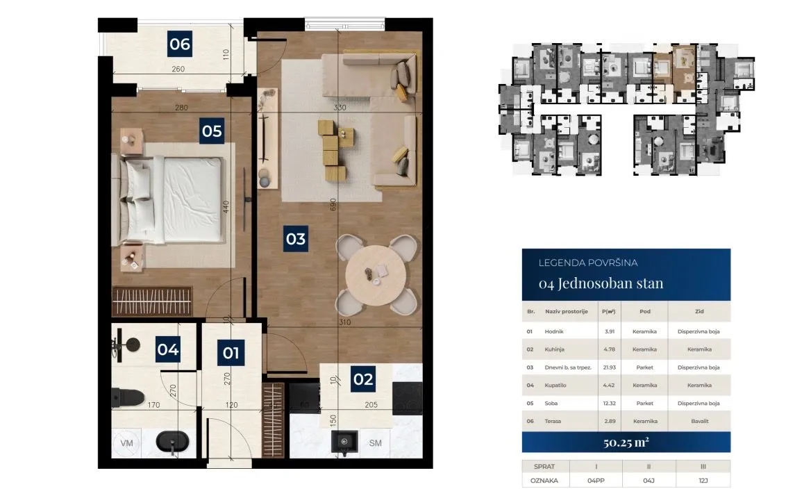 Prodaja, jednosoban stan, 50m², Zabjelo, Podgorica