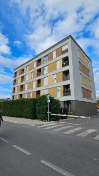 Exterior view of a modern residential building with balconies and a landscaped yard. - image 11