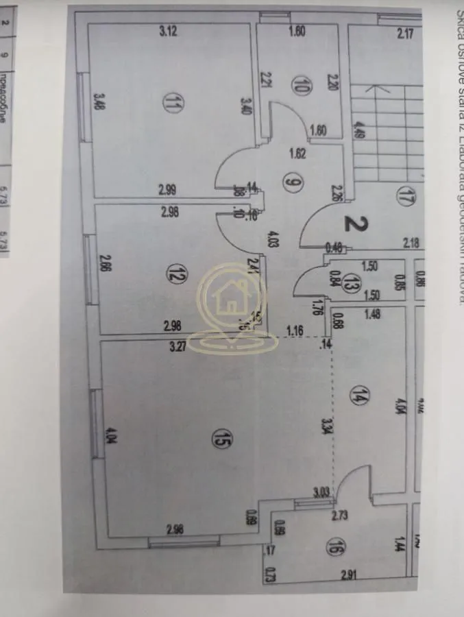 Prikaz plana osnove nekretnine sa dimenzijama prostorija.